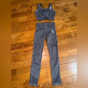 Gymshark Charcoal Leggings and Sports Bra Set